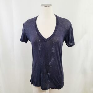 Monrow navy black snakeprint tee v-neck short sleeve size small